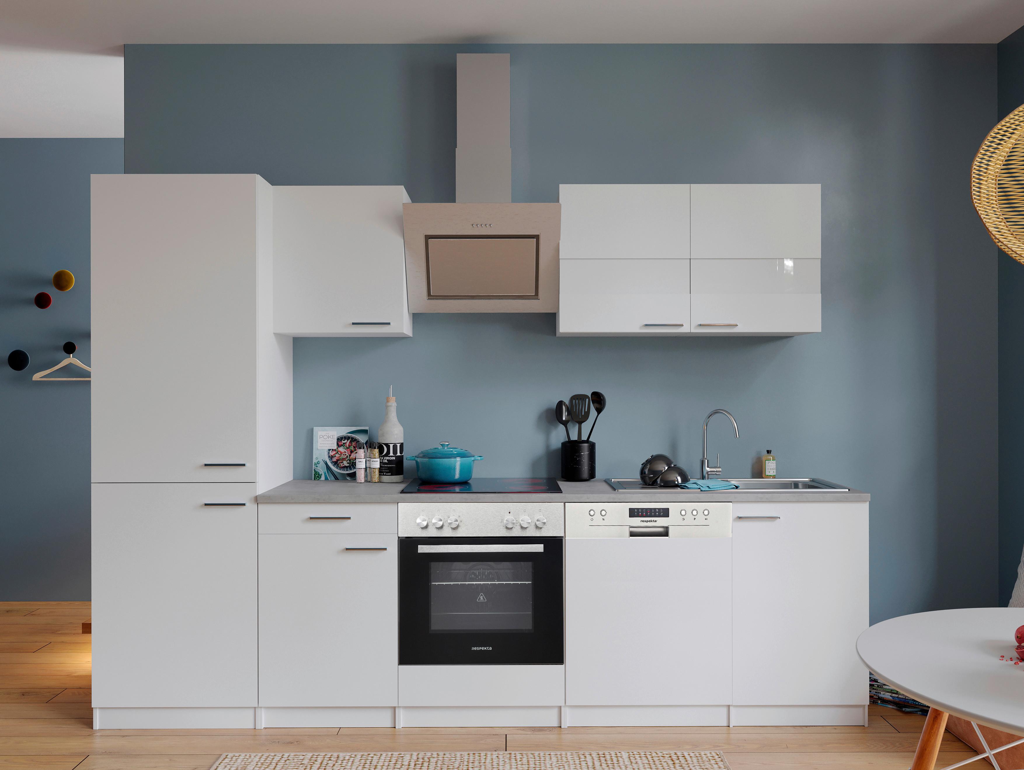 Küchenblock Malia Küchenblock 280 Cm - Graphitfarben/Weiß, Basics, Holzwerkstoff (280cm) - Respekta