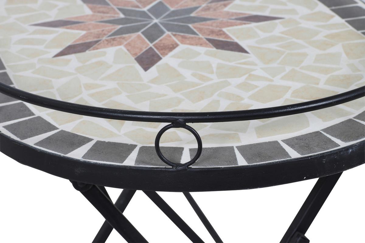 Gartenbeistelltisch 875348 - Multicolor/Schwarz, MODERN, Keramik/Metall (68/41/60cm) - Siena Garden