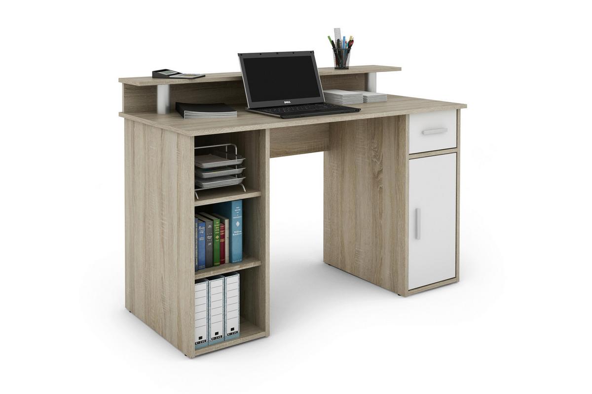 Schreibtisch Diego Sonoma Eiche Dekor B: 120 cm - Weiß/Sonoma Eiche, LIFESTYLE, Holzwerkstoff (120/55/88cm) - MID.YOU