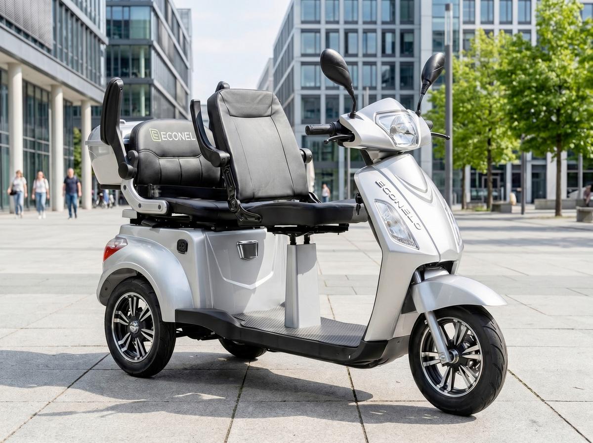 E-Seniorenmobil BILLY2L Lithium-Akku, 3-Rad, 1000W - Hellgrau, Basics, Metall (165/80/110cm)