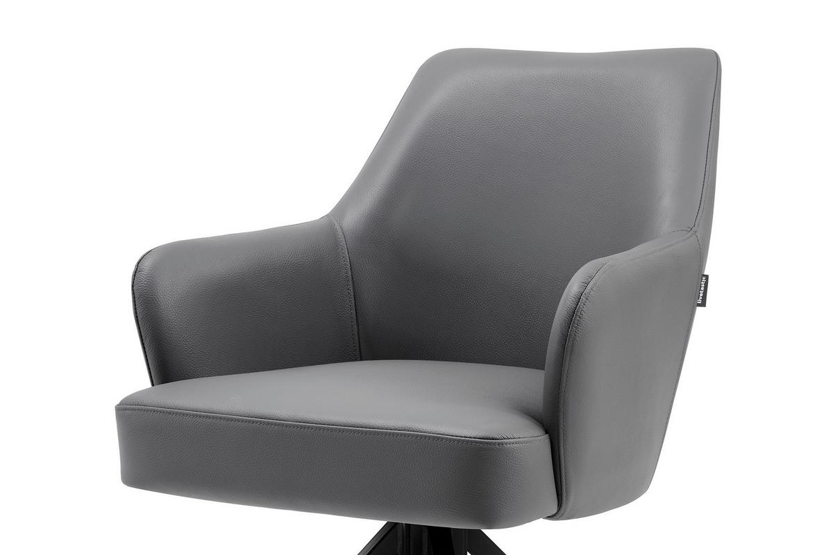 Armlehnstuhl Janette Grau/Schwarz B: 57,5 cm - Schwarz/Grau, MODERN, Leder/Holz (57,5/83,5/63cm) - Livetastic