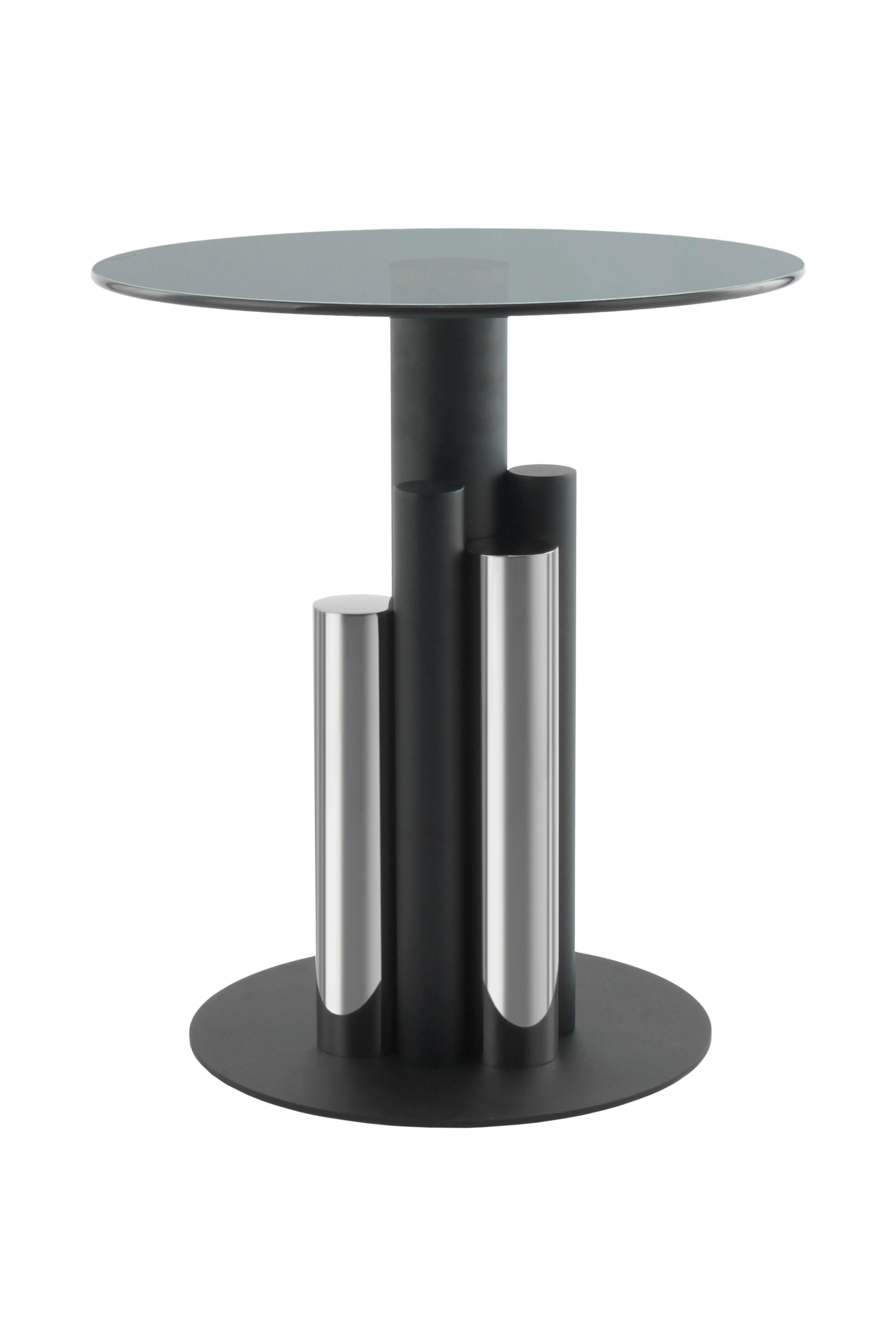 Beistelltisch mit Glasplatte rund Ontario, Grau/Silber - Silberfarben, MODERN, Glas/Metall (46/46/52cm) - Kayoom