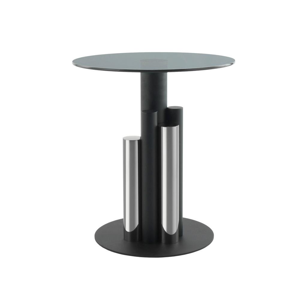 Beistelltisch mit Glasplatte rund Ontario, Grau/Silber
