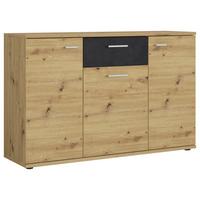 Sideboard Nina Eiche Artisan/Fresco B: 131 cm - Schwarz/Eiche Artisan, Holzwerkstoff (131/84/38cm) - MID.YOU