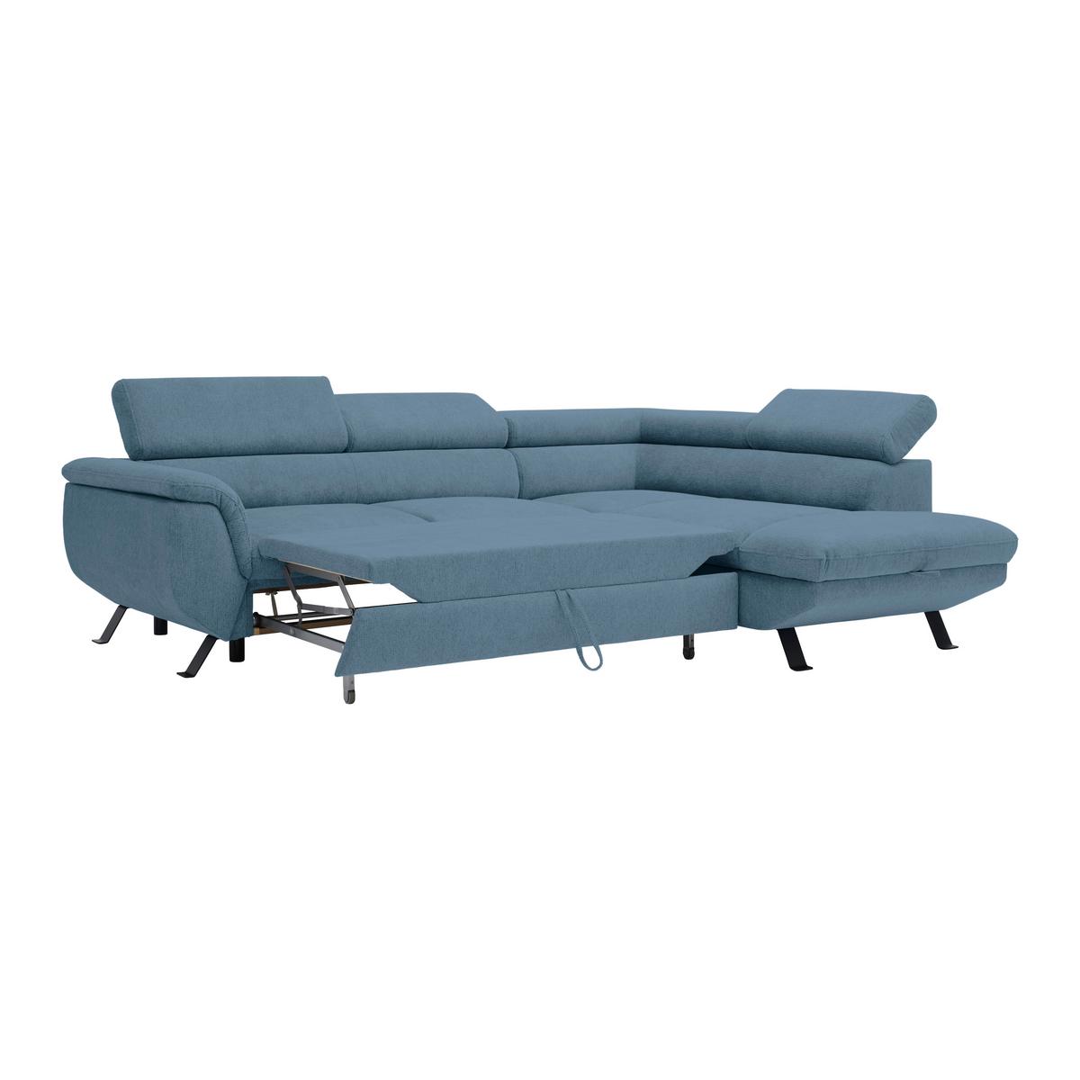 Rohová sedačka RAVEN, pravá, tmavě modrá - černá/tmavě modrá, Moderní, kov/textil (257/198cm) - Mömax