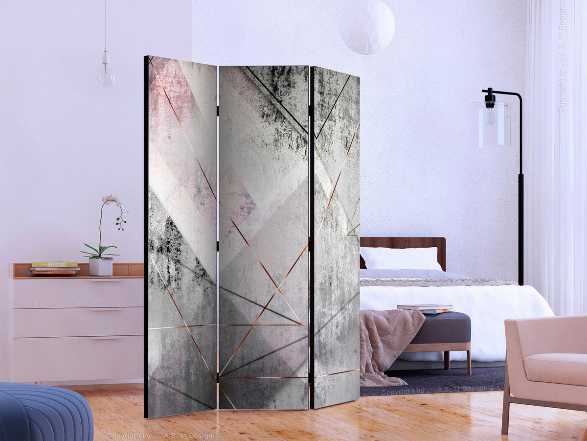 Paravent Grau Hellrosa B: 135 cm - Hellrosa/Grau, Basics, Holz/Textil (135/172/3cm) - artgeist