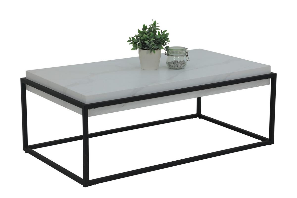 Couchtisch Carlos Grauweiß L: 114 Cm - Grauweiß/Schwarz, Design, Holzwerkstoff/Metall (114/64/42cm) - Livetastic