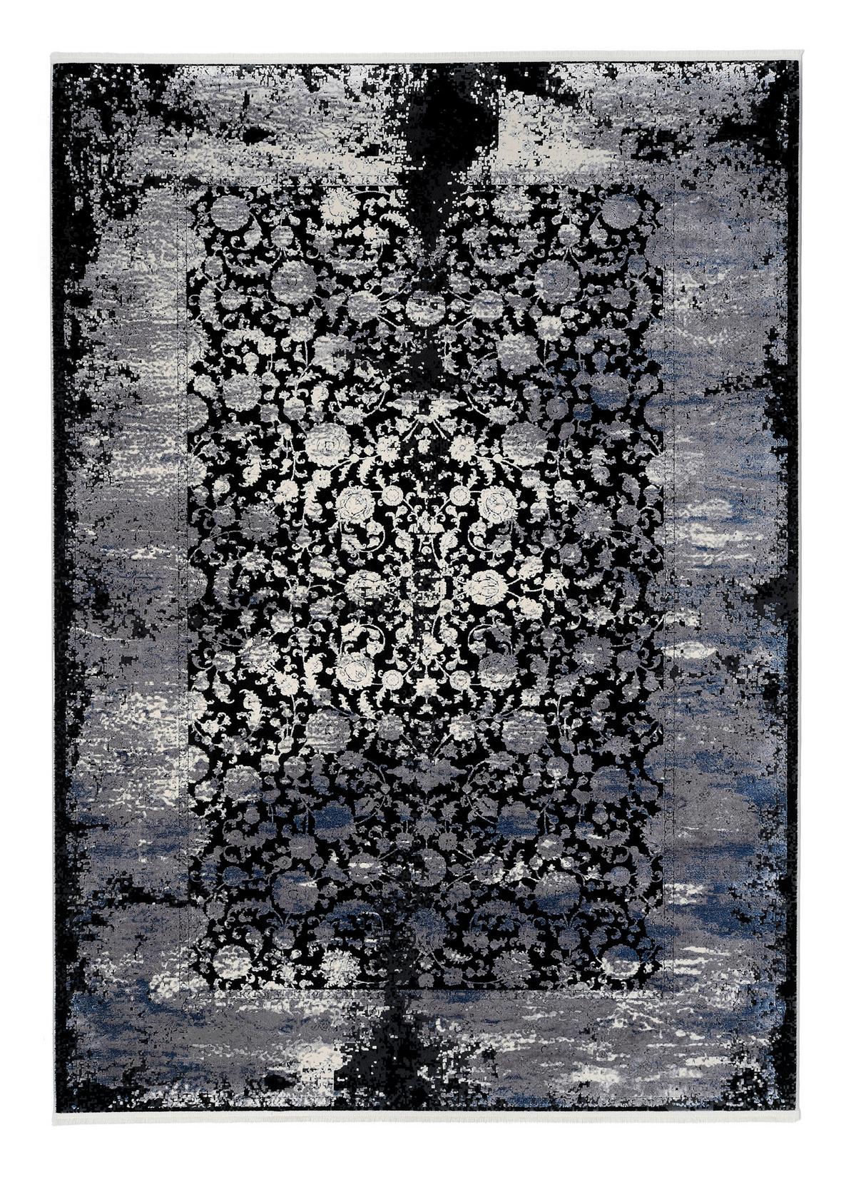 Webteppich Colorado Flower - Dunkelgrau/Hellgrau, Design, Textil (67/130cm) - Musterring