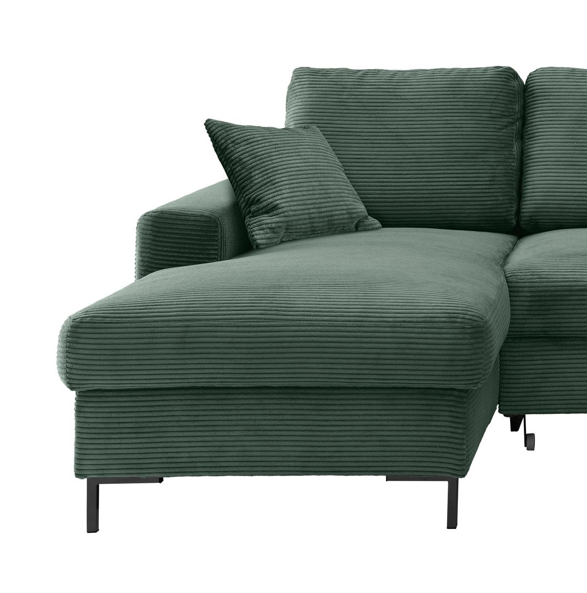 Eckschlafsofa Zona, Dunkelgrün S: 143x237 Cm - Dunkelgrün/Schwarz, KONVENTIONELL, Textil (143/237cm) - Livetastic