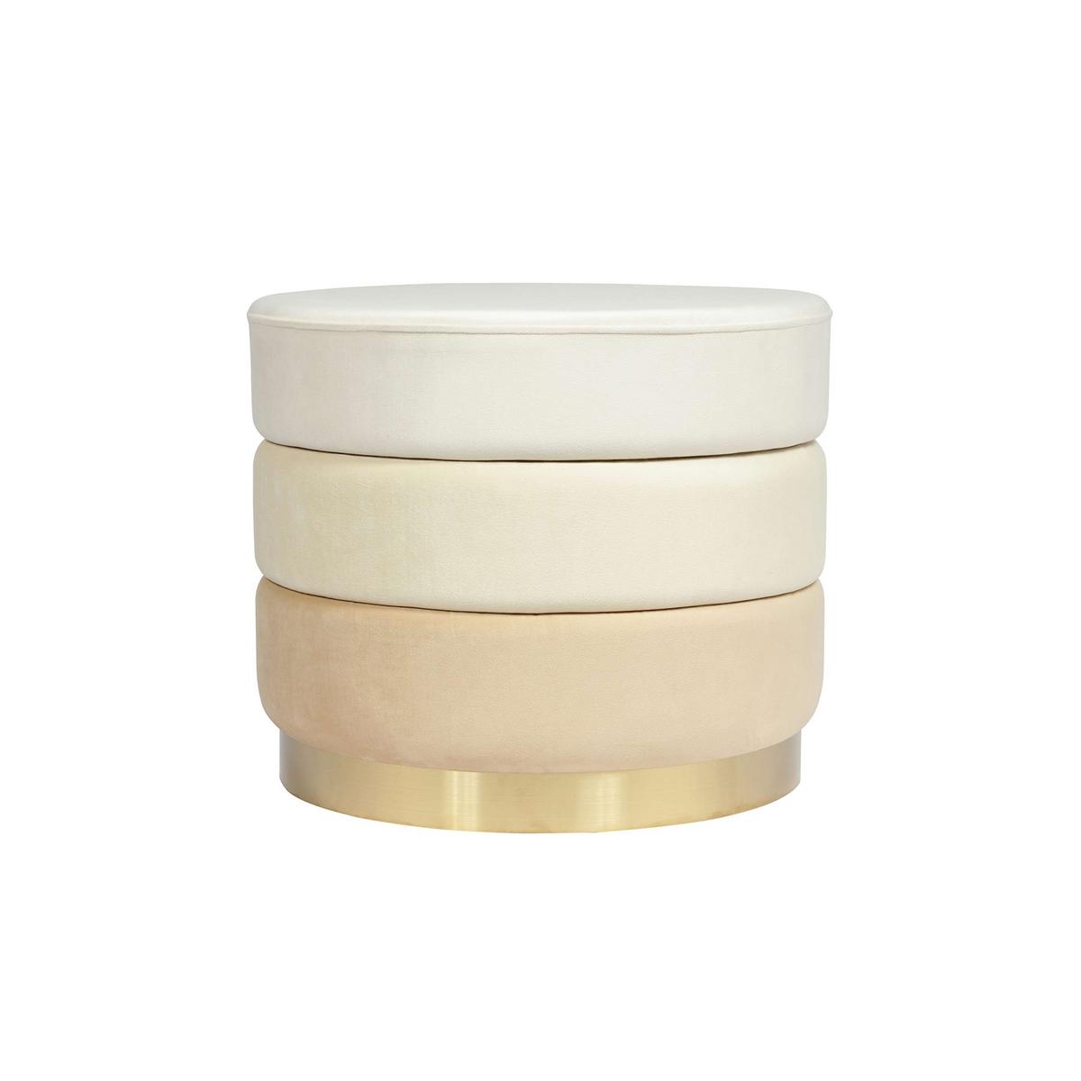 Hocker Elyse 100 Beige D: 50 cm - Goldfarben/Creme, Design, Textil (50/42cm) - Kayoom