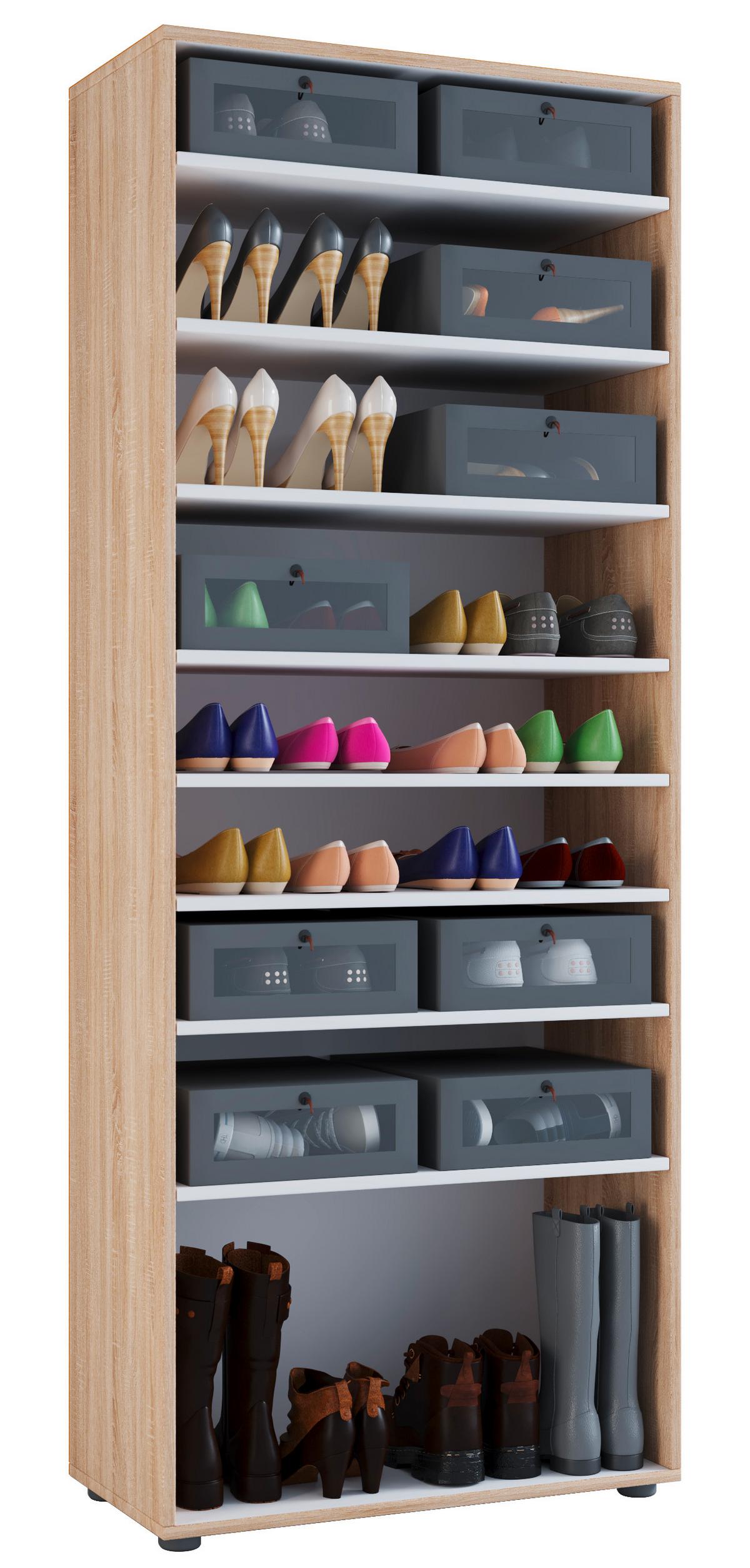 Schuhschrank Vandol Sonoma Eiche Dekor B: 71 cm - Sonoma Eiche, Design, Holzwerkstoff (71/180/37cm) - MID.YOU
