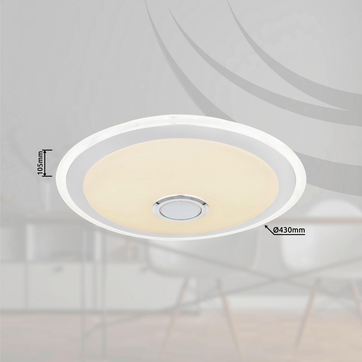 LED-Deckenleuchte 41371-24 - Chromfarben/Klar, KONVENTIONELL, Kunststoff/Metall (43/10,5cm) - Globo