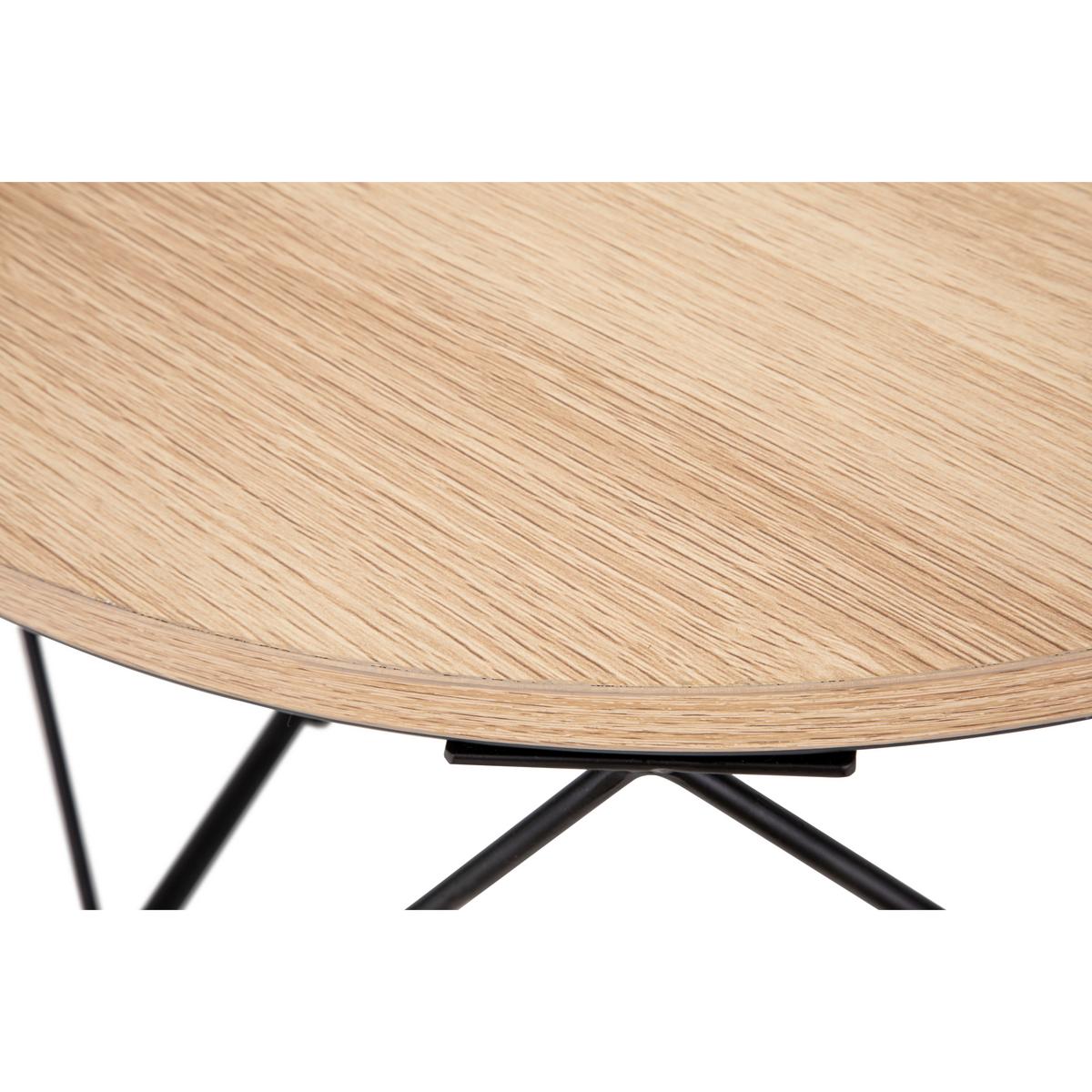 Couchtisch-Set Schwarz/Eichefarben B: 50cm - Eichefarben/Schwarz, Design, Holzwerkstoff/Metall (50-40/50-40/40-36cm) - MID.YOU