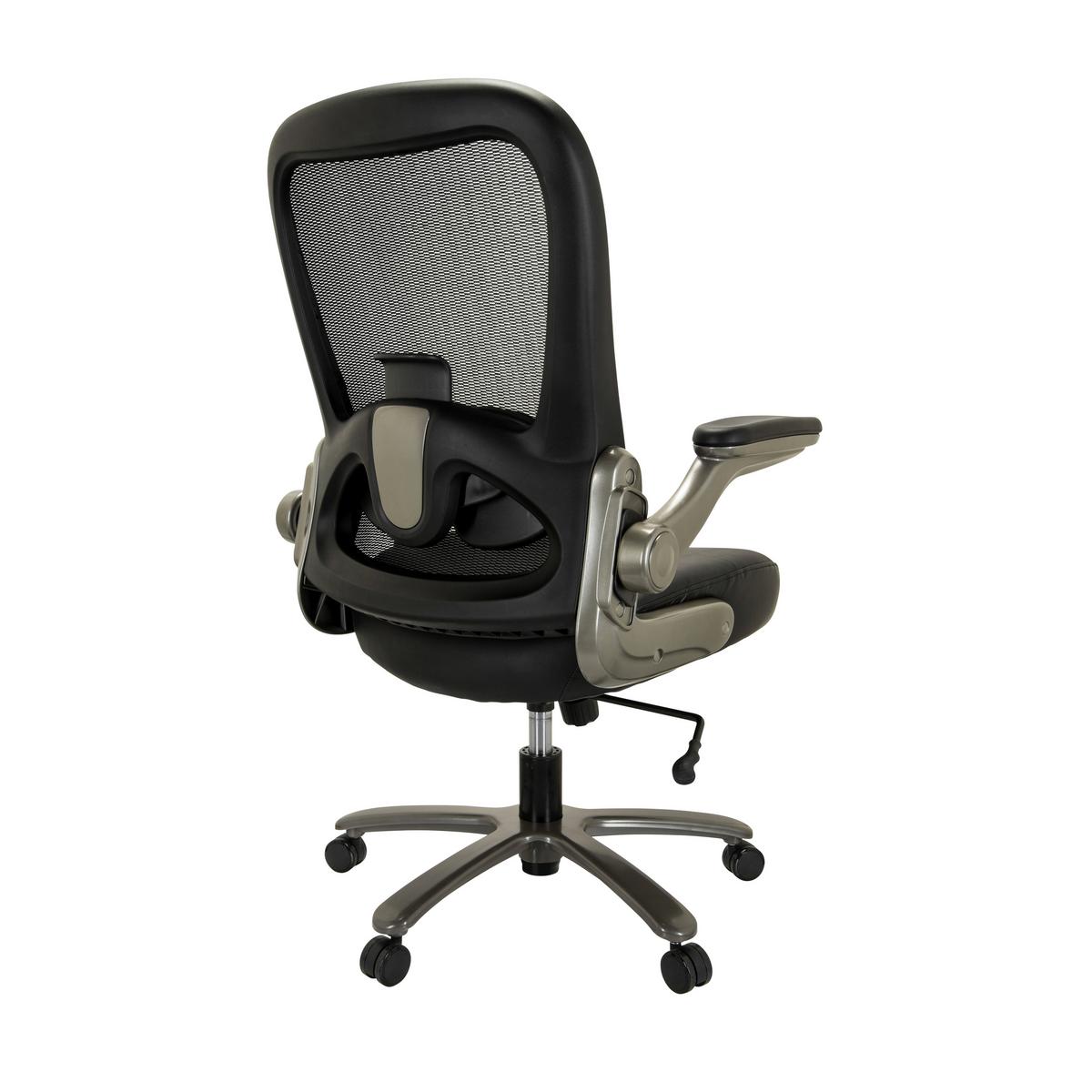 Drehstuhl Instructor Schwarz Bis 220 Kg - Silberfarben/Schwarz, Basics, Leder/Kunststoff (75/122/68cm) - MID.YOU