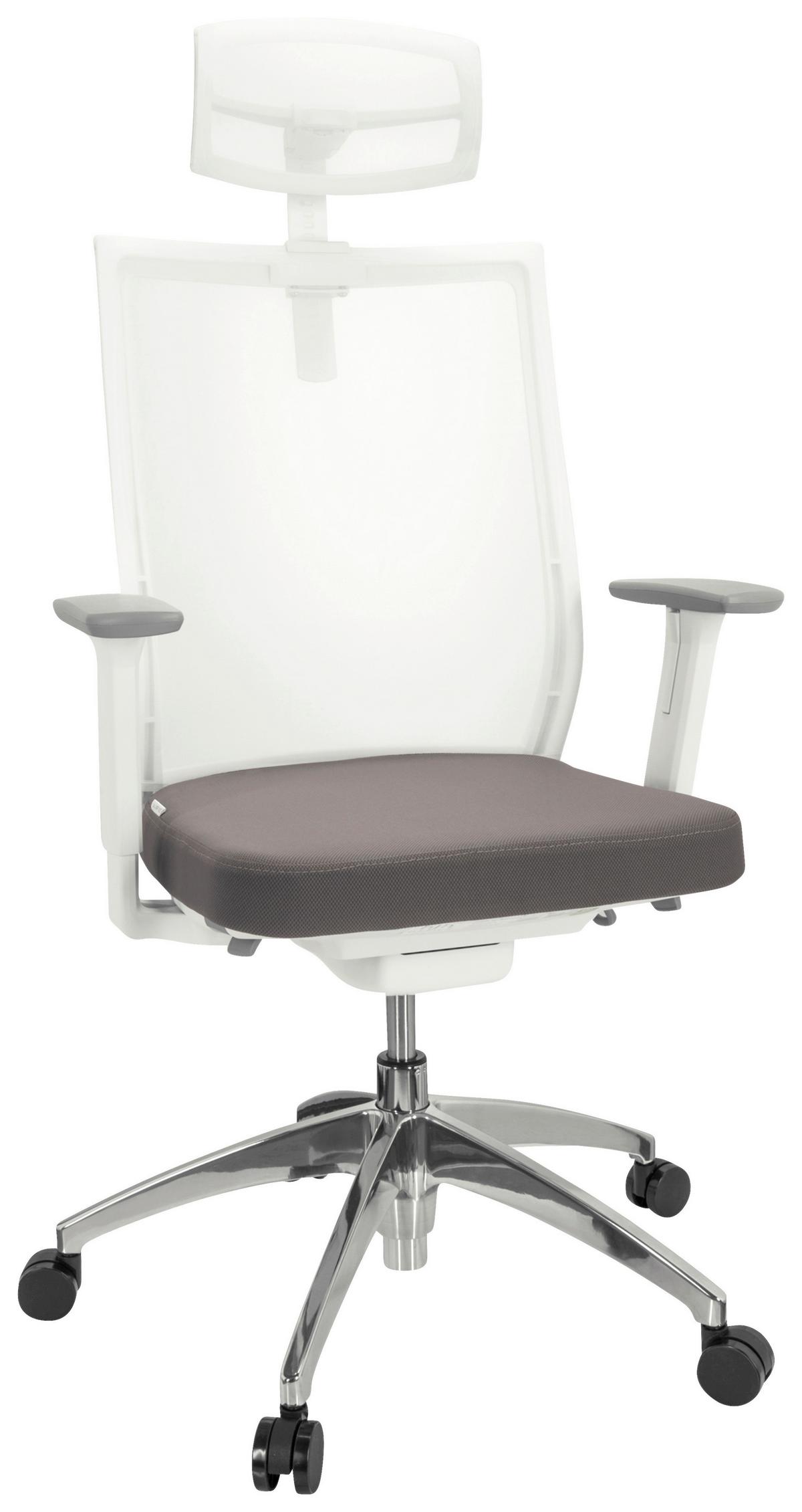 Drehstuhl Aspen White Pro - Silberfarben/Weiß, Basics, Kunststoff/Textil (63/112-122/55cm) - MID.YOU