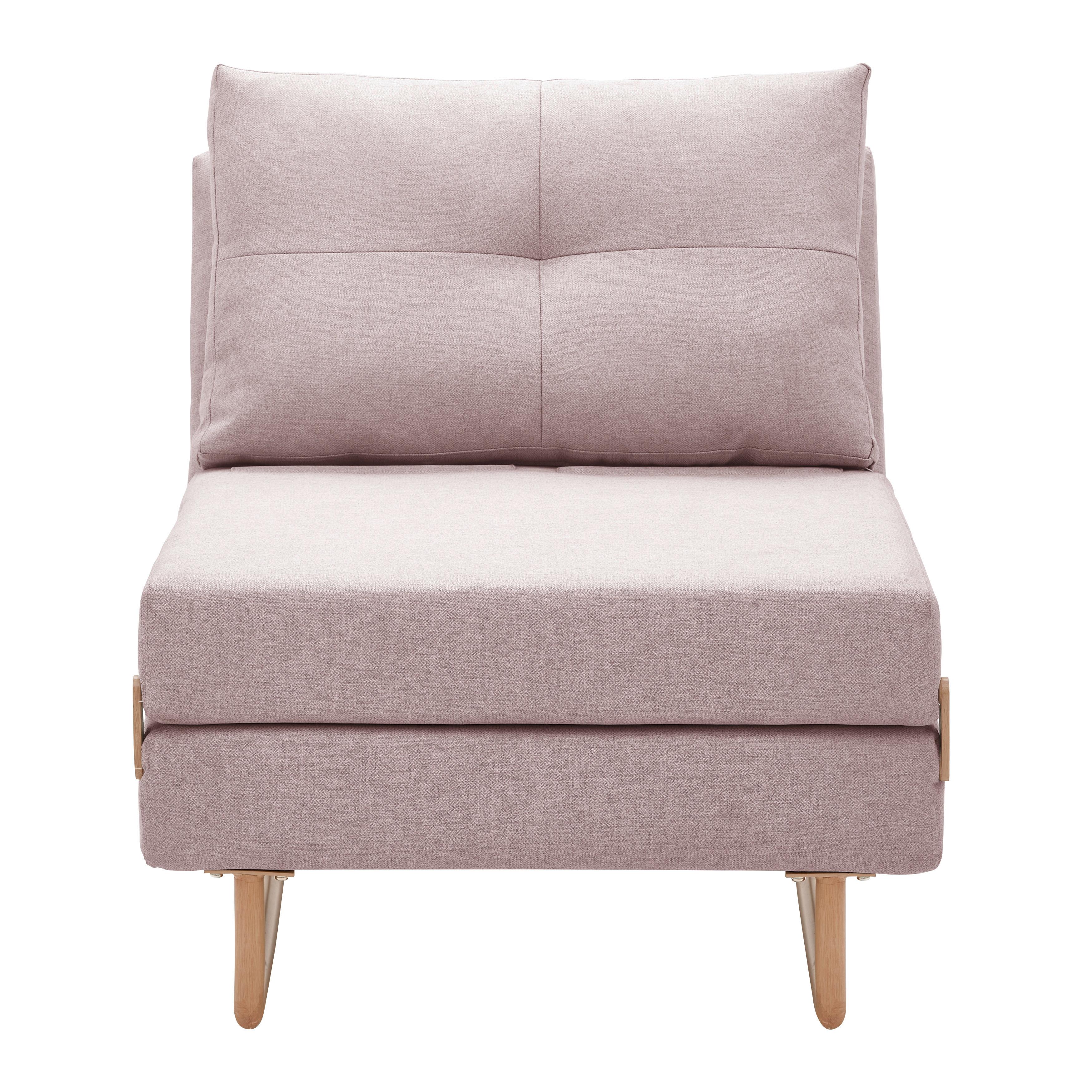 Rozkladacia pohovka Malic - ružová - ružová/farba duba, Modern, kov/textil (80/84/90cm) - Bessagi Home