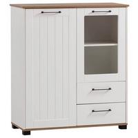 Highboard Jelda Wohnen Hb 992 - Eichefarben/Schwarz, MODERN, Glas/Holzwerkstoff (113,1/99,2/41cm) - MID.YOU