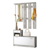 Garderobe Vera Grau/Weiß Dekor 2--Teilig. Mit Spiegel - Weiß/Grau, KONVENTIONELL, Holzwerkstoff (100/191/25cm) - MID.YOU