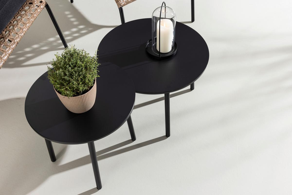 Loungegarnitur 5-tlg Paola Holz/metall Mit Kissen - Dunkelgrau/Schwarz, KONVENTIONELL, Naturmaterialien/Holz - Gardenson
