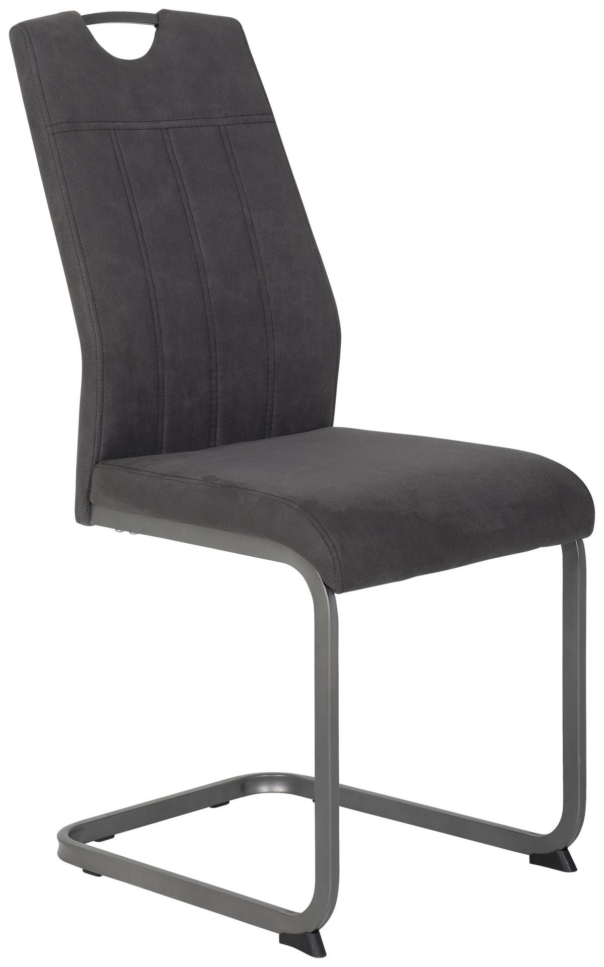Schwingstuhl Christina Ii Lederlook Anthrazit Gepolstert - Anthrazit/Grau, KONVENTIONELL, Textil/Metall (43/98/58cm)