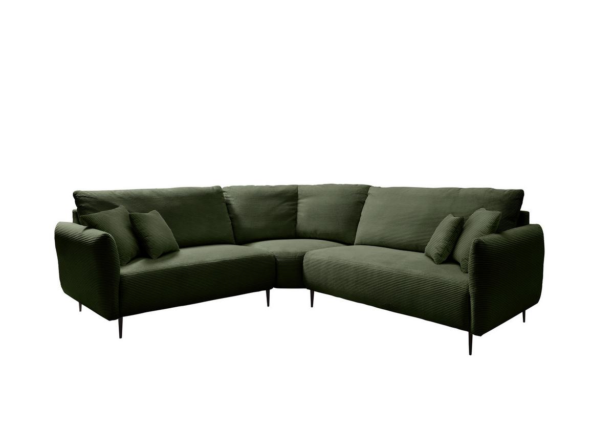 Ecksofa Vanilla Dunkelgrün S: 256x256 cm - Dunkelgrün/Schwarz, Design, Textil (256/256cm) - Livetastic