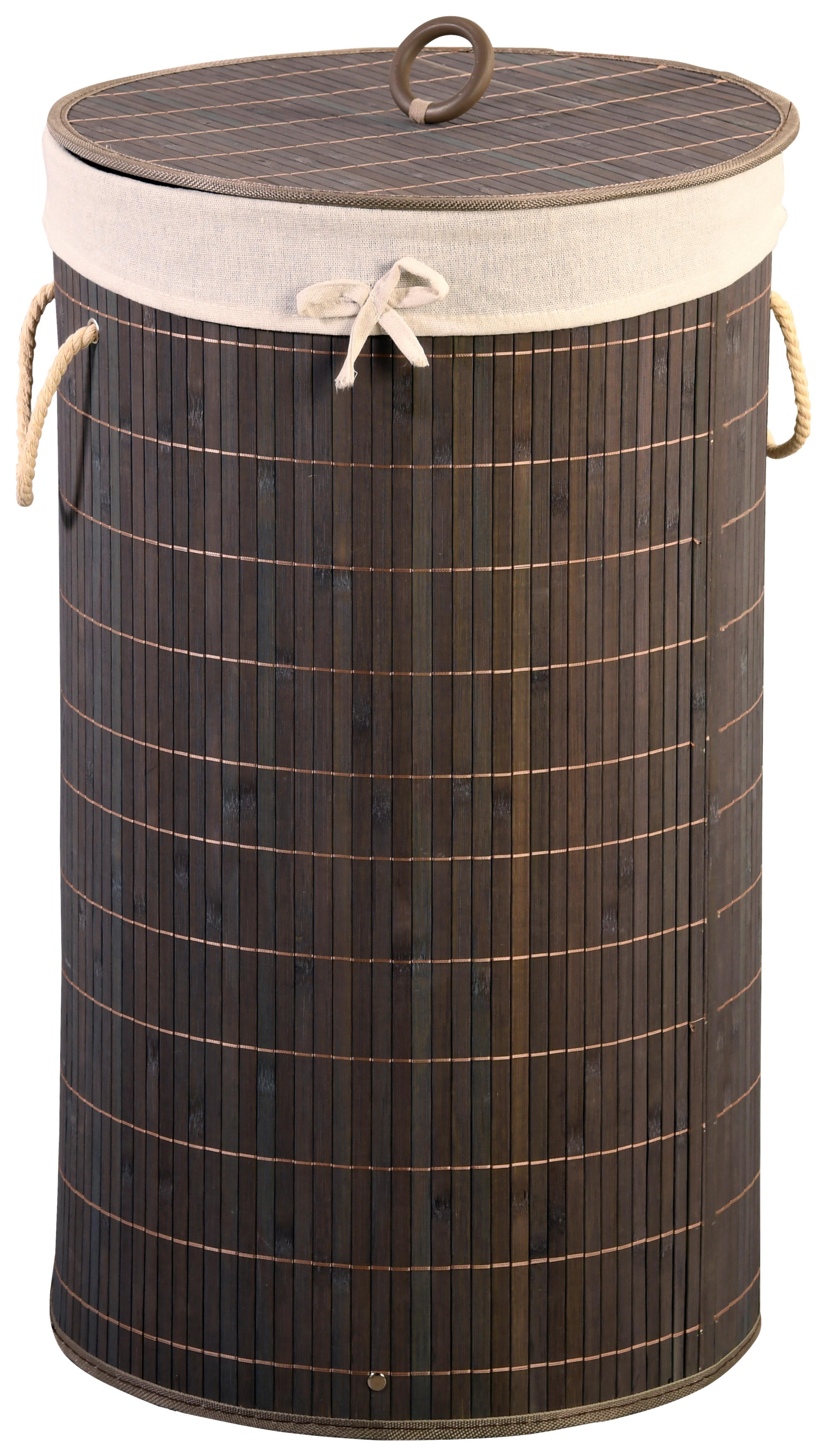 Wäschekorb Bambus Grau 35x35x60 cm - Creme/Grau, Basics, Holz/Textil (35/35/60cm) - Kesper