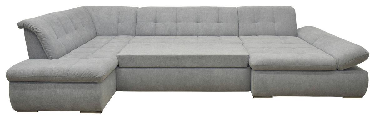 Wohnlandschaft Moric Mit Schlaffunktion Grau - Chromfarben/Grau, KONVENTIONELL, Textil (216/353/172cm) - MID.YOU
