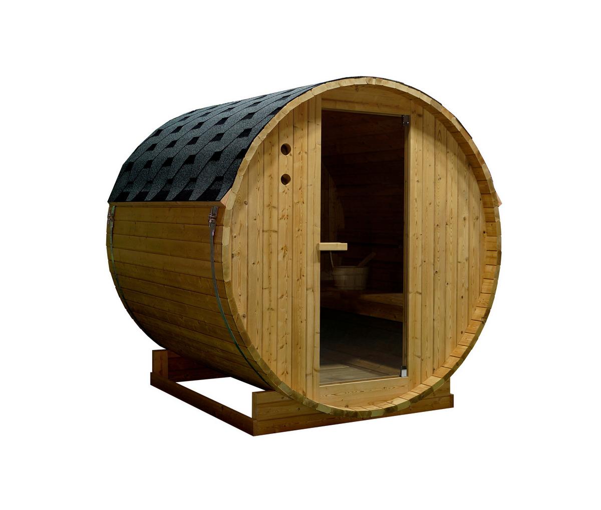 SAUNAFASS Tromsö Fichtefarben B: 180 cm - Fichtefarben, KONVENTIONELL, Glas/Holz (189/180/191,5cm) - Sanotechnik