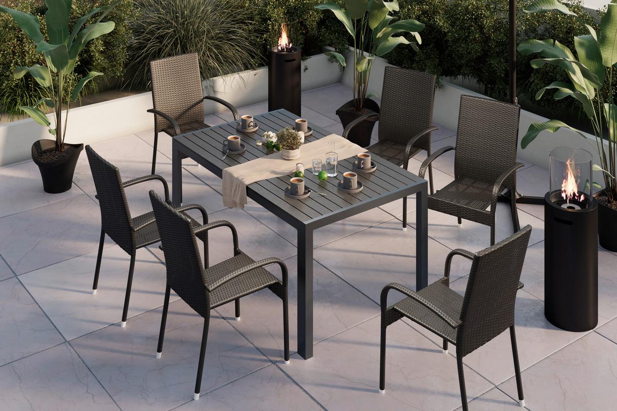 Gartensessel Elisa - Schwarz, MODERN, Kunststoff/Metall (55/45/47cm) - Beldano