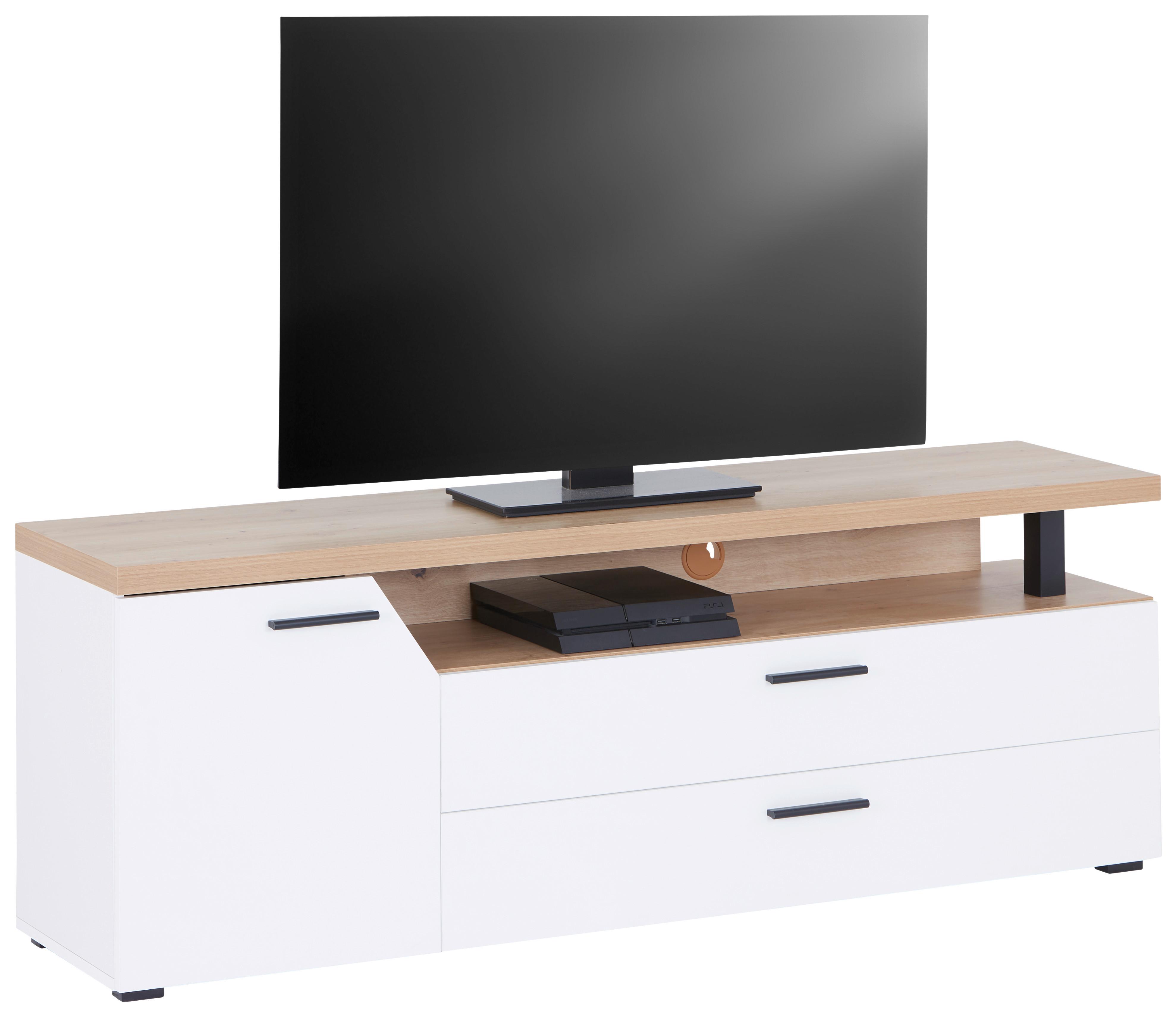 STOLEK NA ELEKTRONIKU NICO - bílá/černá, Moderní, kompozitní dřevo/plast (160/58,4/40cm)