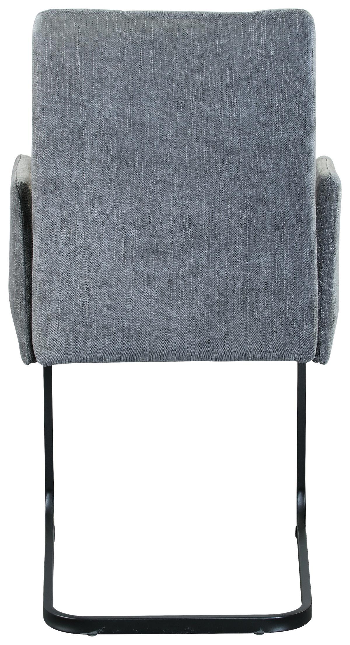 Armlehnstuhl Bordal - Hellgrau/Schwarz, MODERN, Textil/Metall (52/91/59,5cm) - MID.YOU