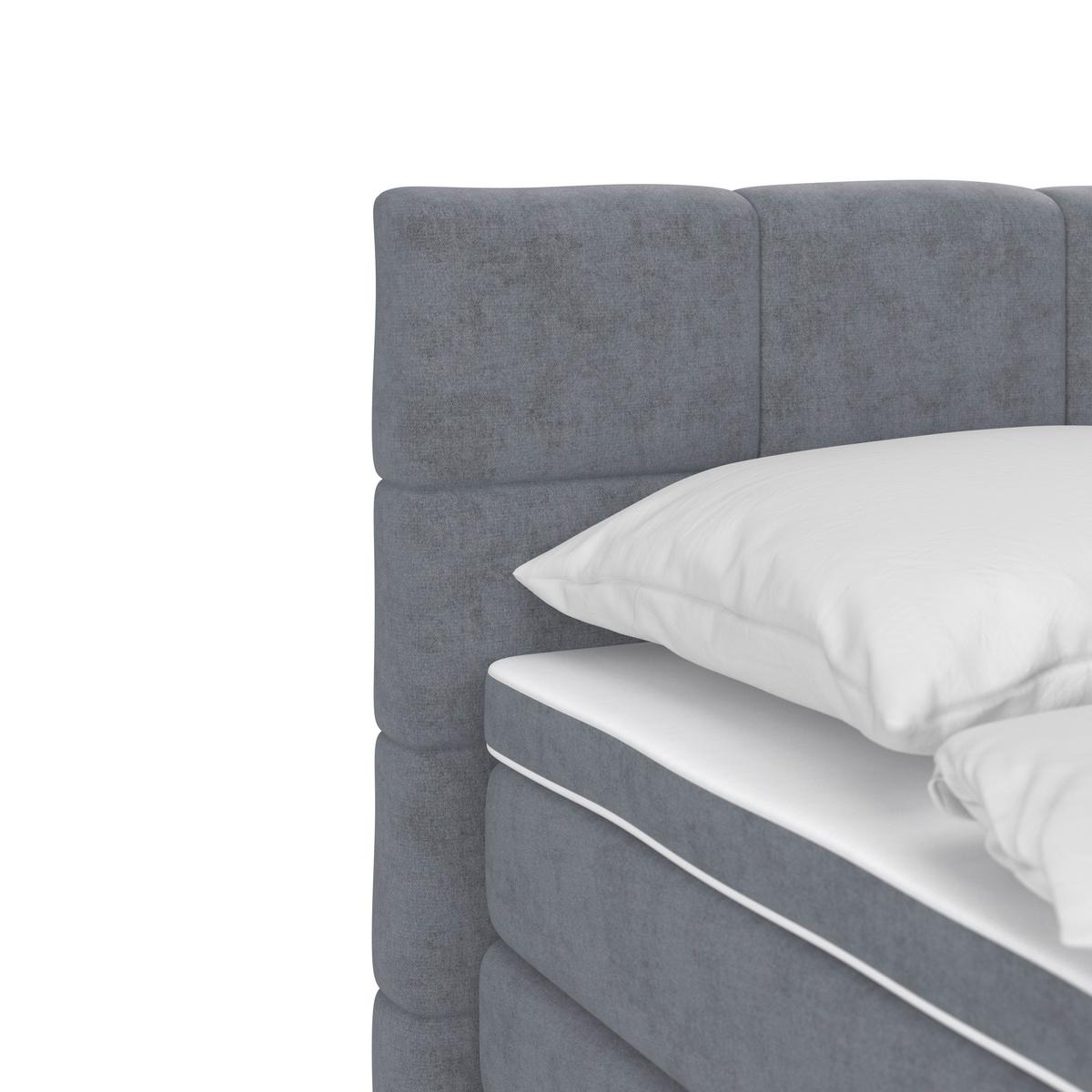 Boxspringbett mit Topper 160x200 April - Dunkelgrau/Schwarz, MODERN, Textil (160/200cm)