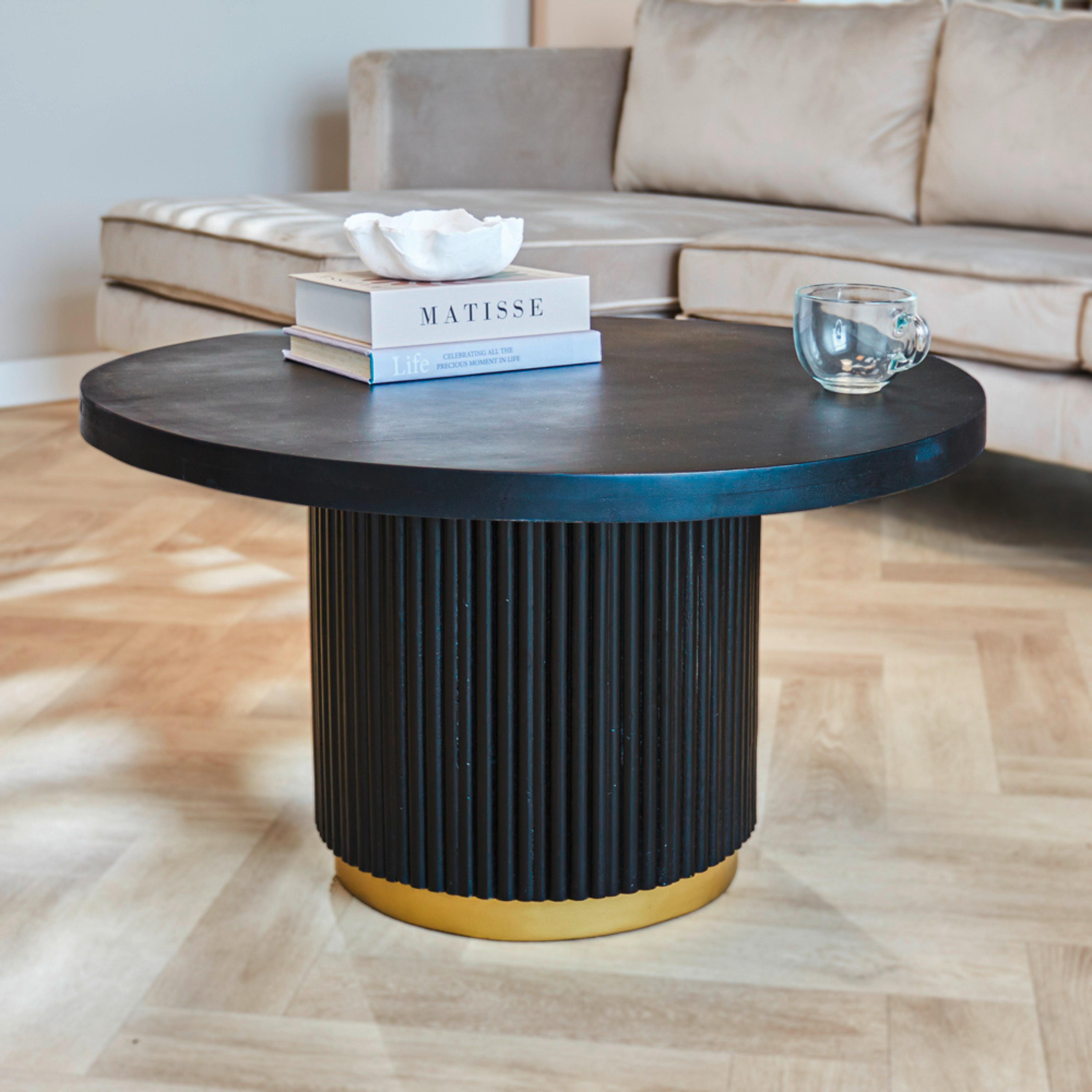Couchtisch Uitgeest Schwarz/goldfarben, 80 Cm - Goldfarben/Schwarz, MODERN, Holz (80/80/45cm) - MID.YOU