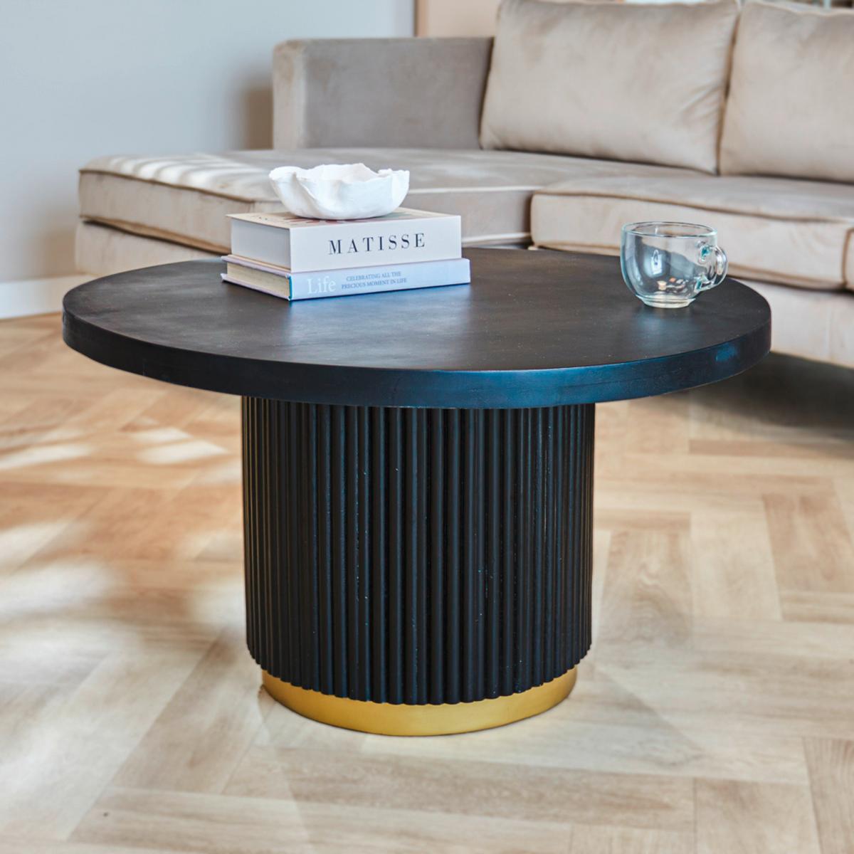 Couchtisch Uitgeest Schwarz/goldfarben, 80 Cm - Goldfarben/Schwarz, MODERN, Holz (80/80/45cm) - MID.YOU