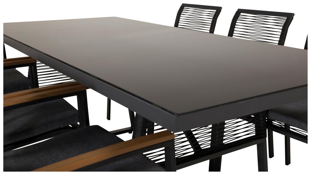 Gartensessel Stapelbar Dallas Stahl - Schwarz/Akaziefarben, KONVENTIONELL, Holz/Kunststoff (57/83,5/63,5cm) - Gardenson
