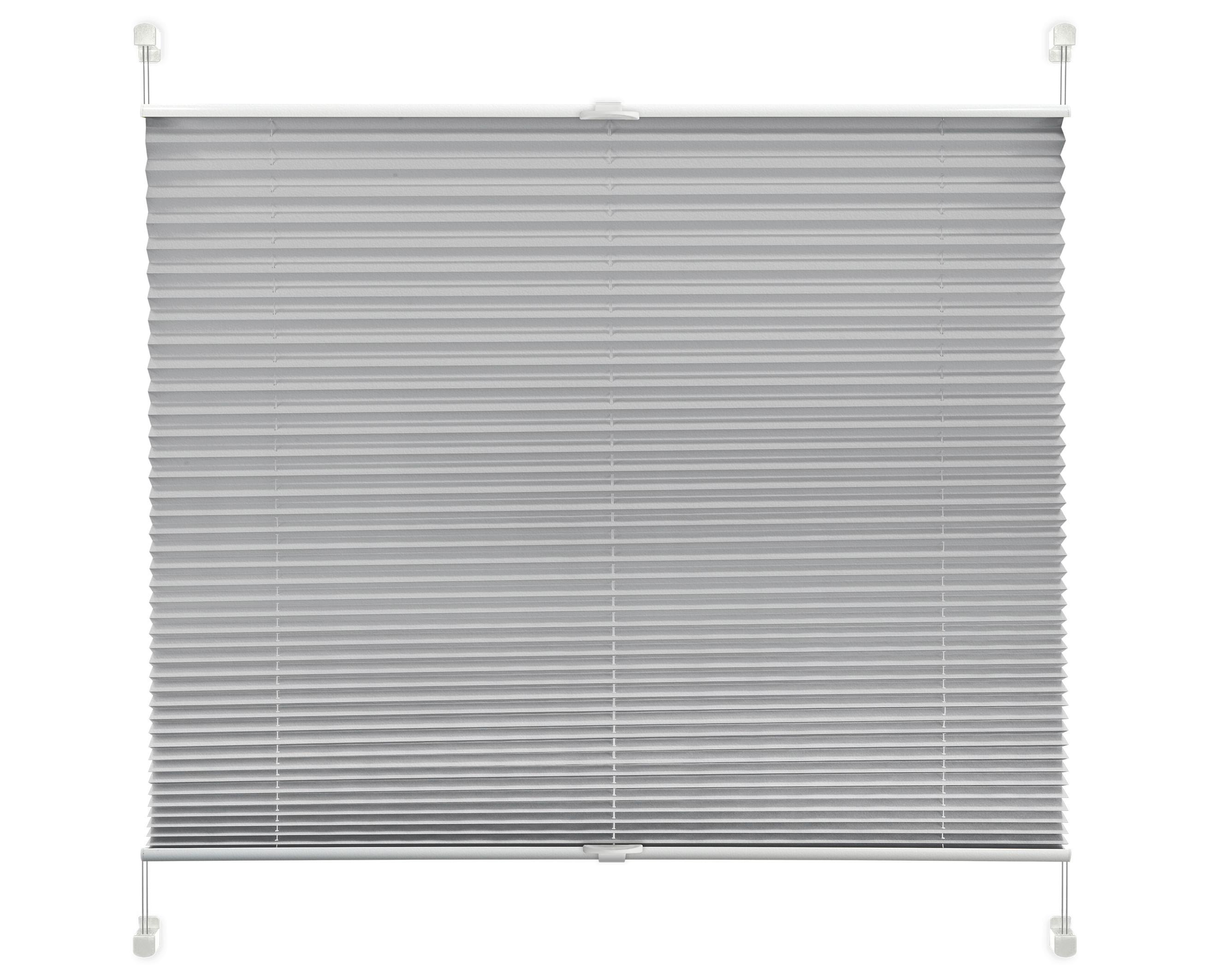 Plissee Solid Crash Silber B: 90 Cm, Ohne Bohren/verspannt - Silberfarben, Basics, Kunststoff/Textil (90/130cm)