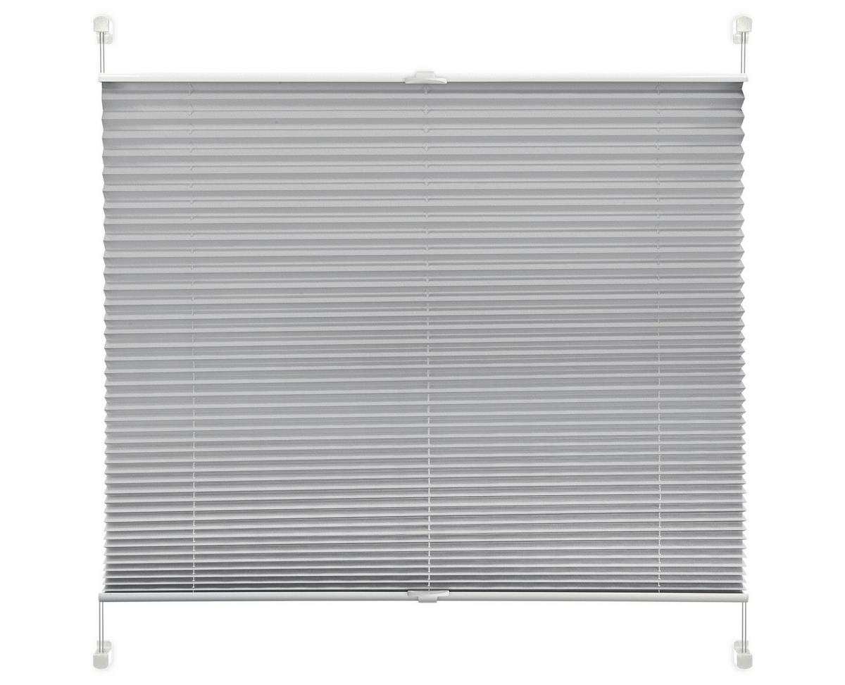 Plissee Solid Crash Silber B: 90 Cm, Ohne Bohren/verspannt - Silberfarben, Basics, Kunststoff/Textil (90/130cm)