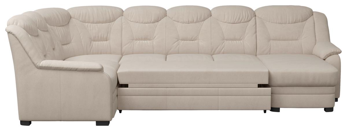 Wohnlandschaft Marcus Beige inkl. Bettkasten - Beige/Schwarz, Basics, Textil (211/330/162cm) - MID.YOU