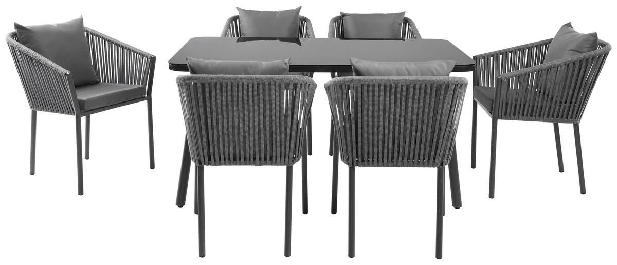 Terasová Sedacia Zostava Toscana - čierna/sivá, Moderný, kov/textil - Modern Living