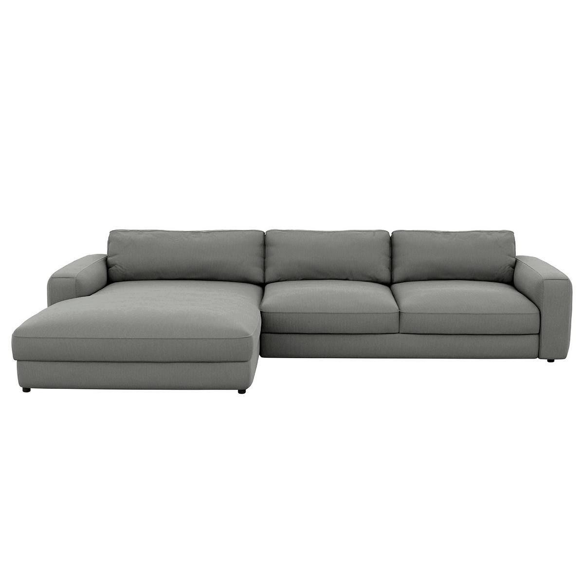 Ecksofa Bourbon, D. Grau S: 176x303 cm - Dunkelgrau/Schwarz, MODERN, Textil (176/303cm) - Trendmanufaktur
