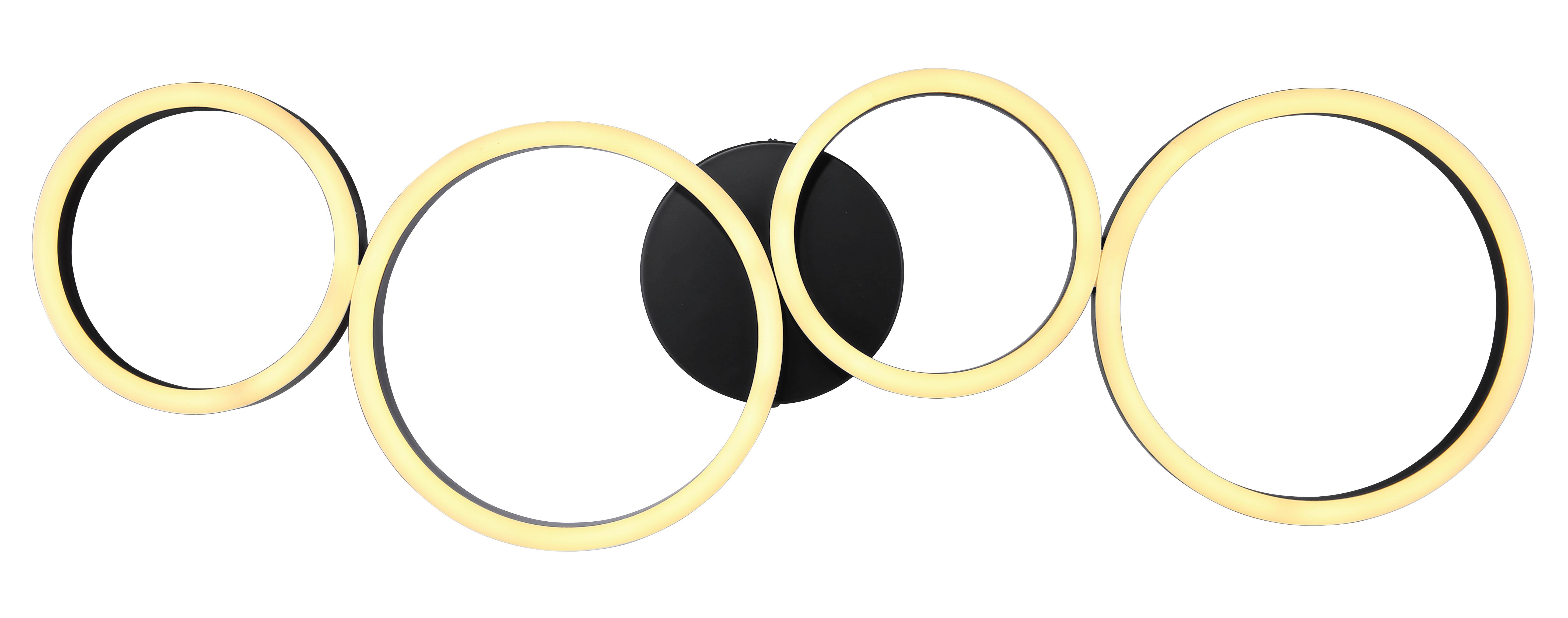 LED-Deckenleuchte L: 88,5 cm, 1-Flammig - Opal/Schwarz, Trend, Kunststoff/Metall (88,5/33/6,5cm) - Globo