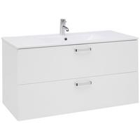 Waschbecken Mit Unterschrank B: 100 Cm Weiß - Weiß Hochglanz/Weiß, KONVENTIONELL, Keramik/Holzwerkstoff (100/56/46,5cm) - Ondega