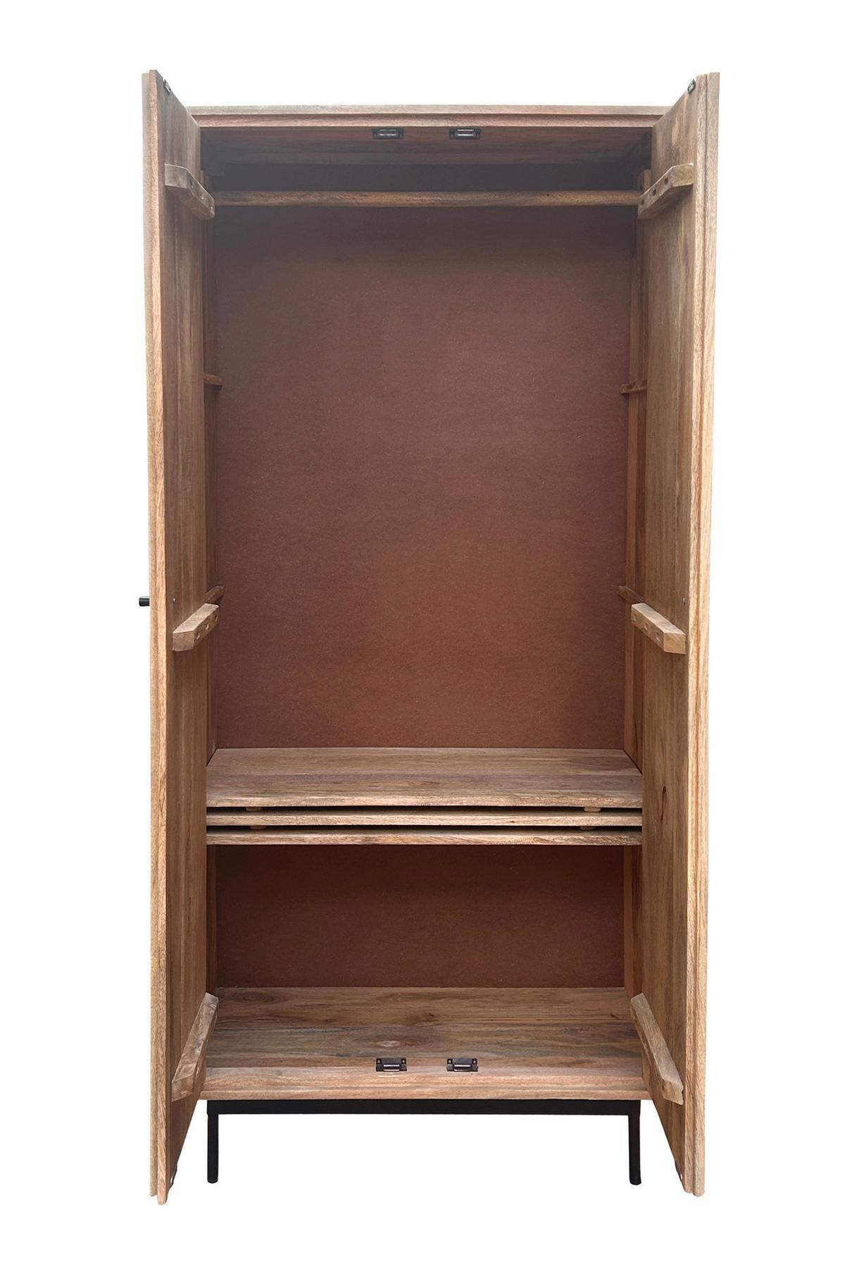 SCHRANK Mangoholz/Metall B: 80cm - Schwarz/Naturfarben, Design, Holz/Metall (80/180/45cm) - MID.YOU