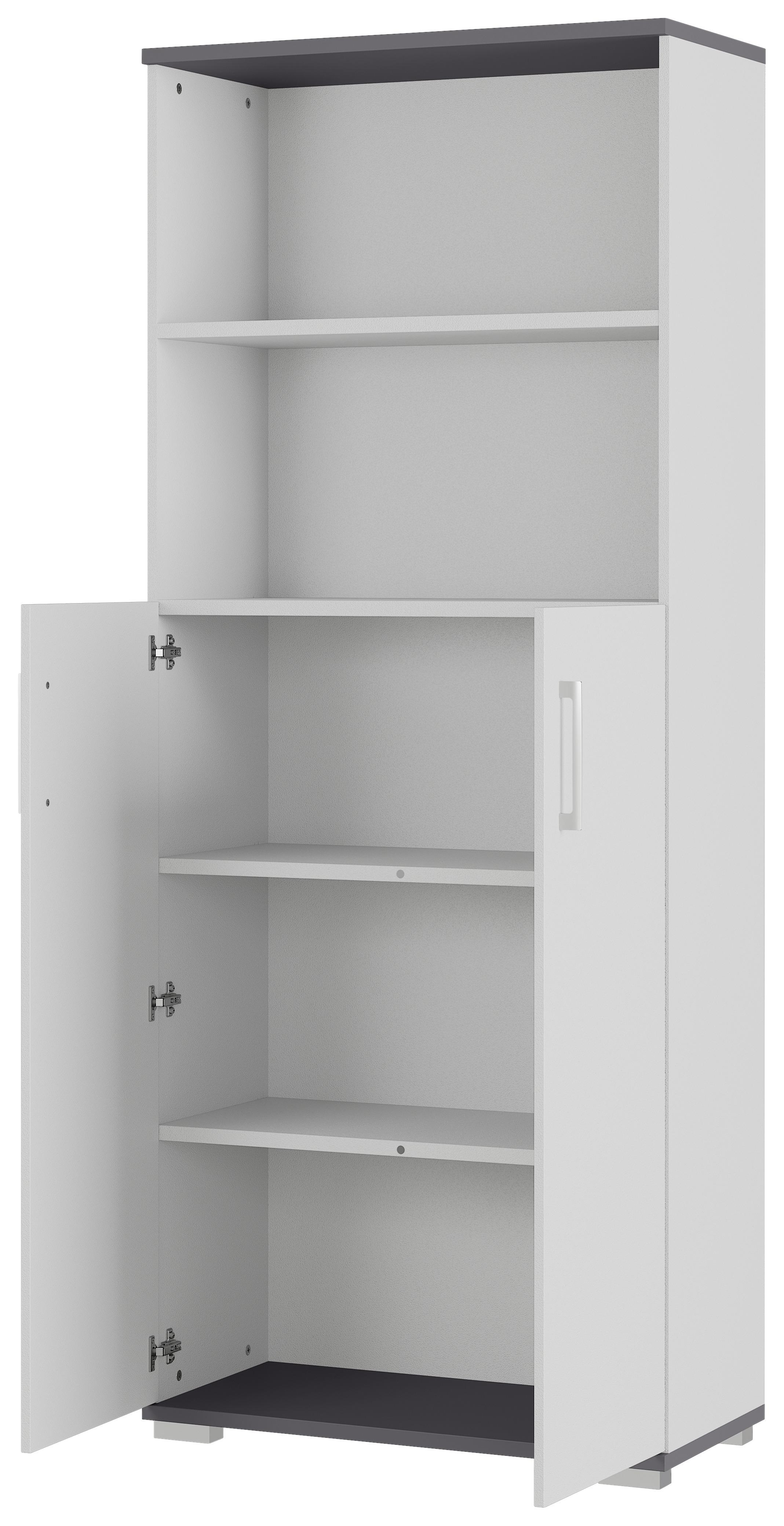 Aktenschrank mit Türen und offenen Fächern