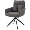 Armlehnstuhl Mahir Grau, Sitzfläche 360° Drehbar - Schwarz/Grau, KONVENTIONELL, Holz/Textil (59/91/61,5cm) - Livetastic
