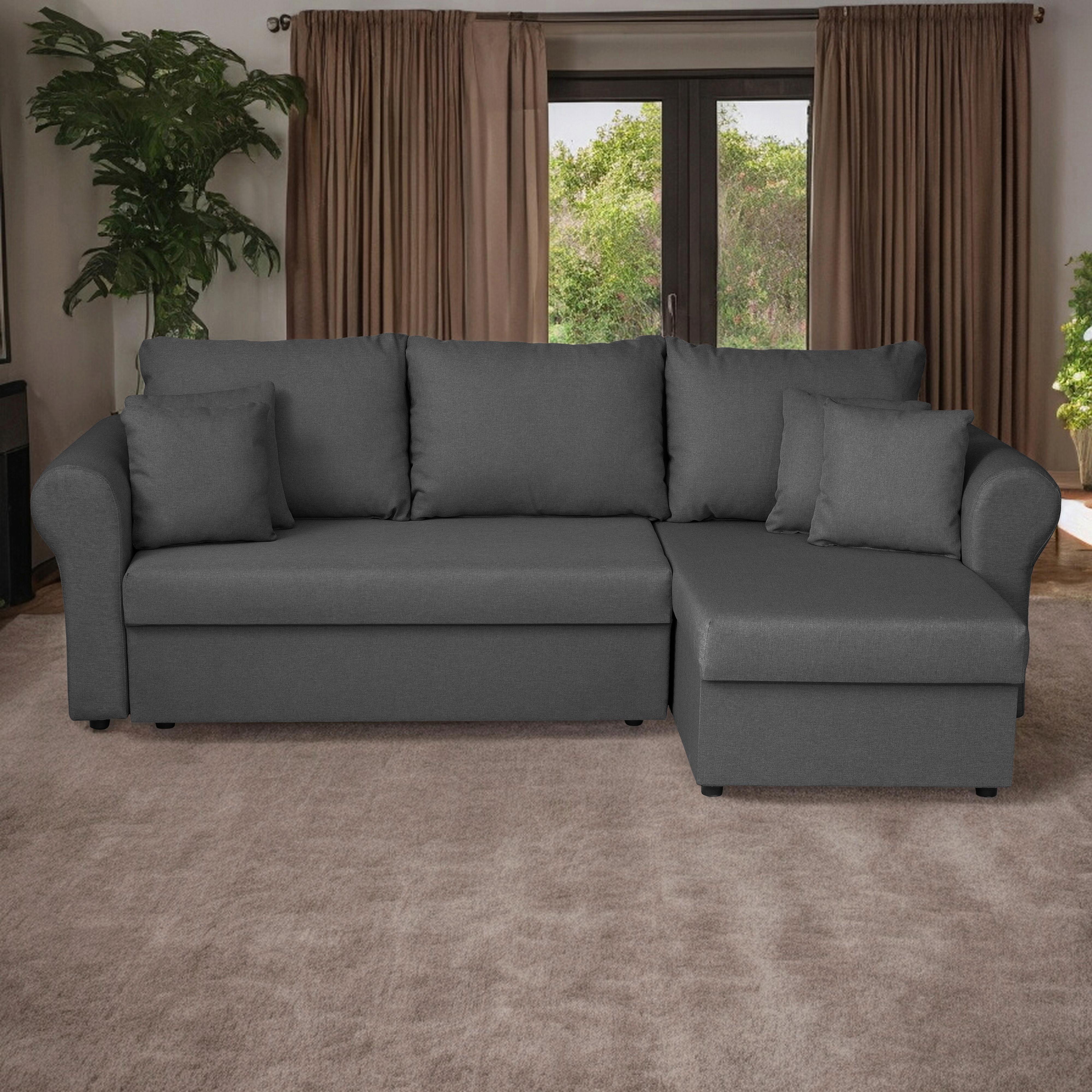 Ecksofa Sara - Schwarz/Grau, Design, Textil (248/143cm) - P & B
