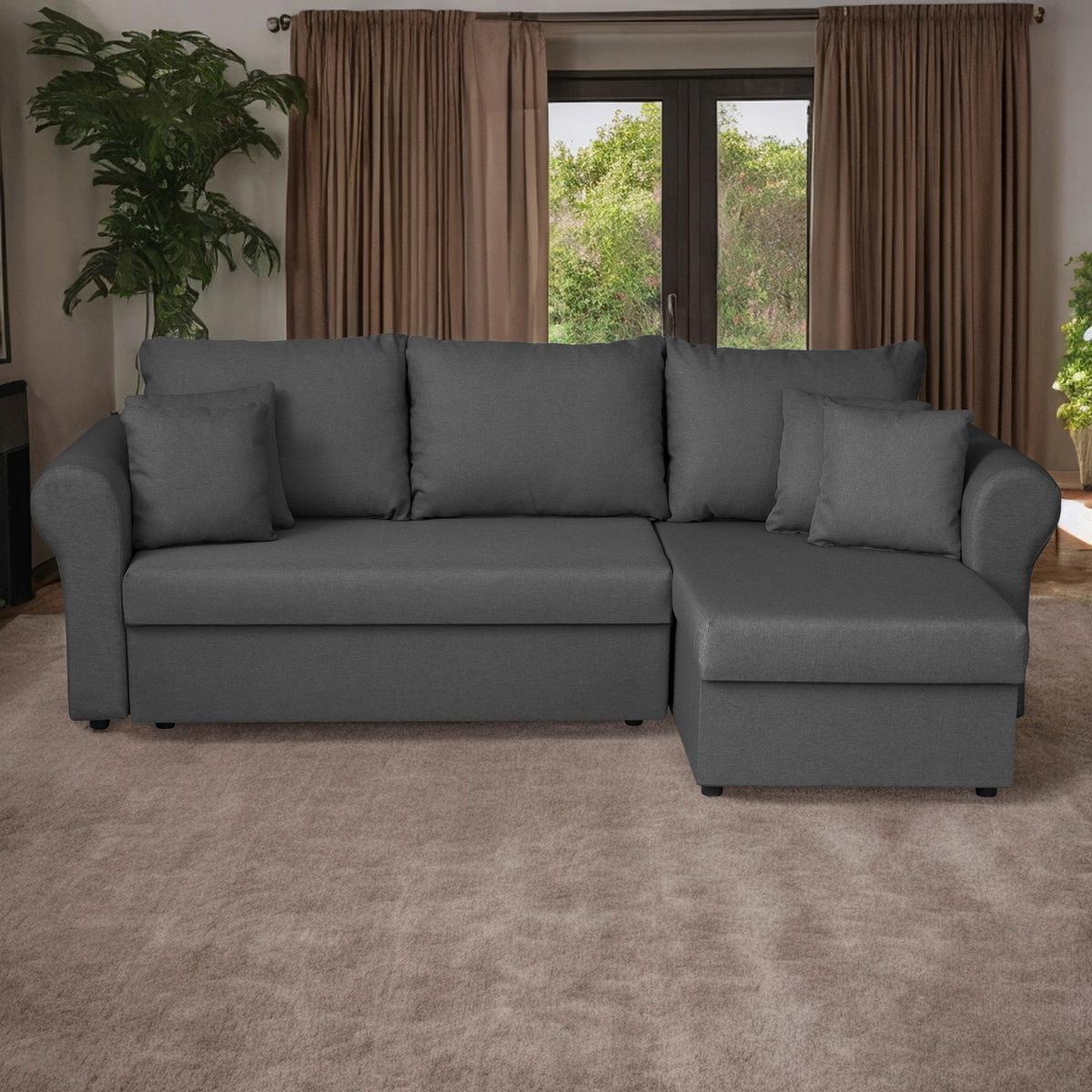 Ecksofa Sara - Schwarz/Grau, Design, Textil (248/143cm) - P & B