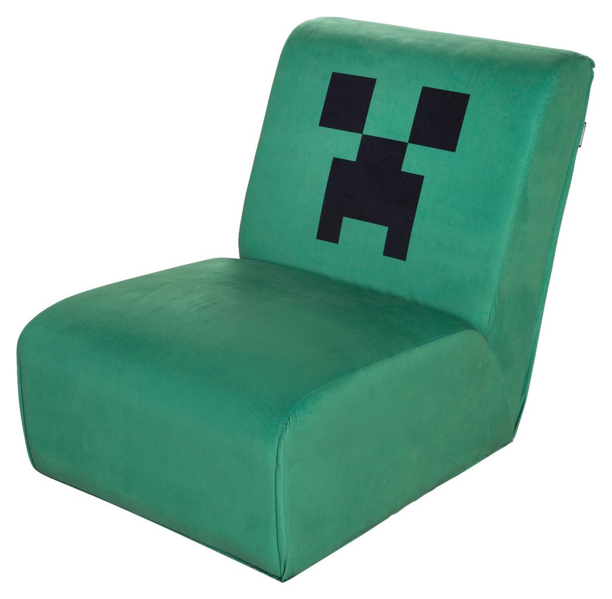 Polstersessel Minecraft Stoffbezug Samt Grün - Grün, MODERN, Textil (66/80/94cm) - Minecraft