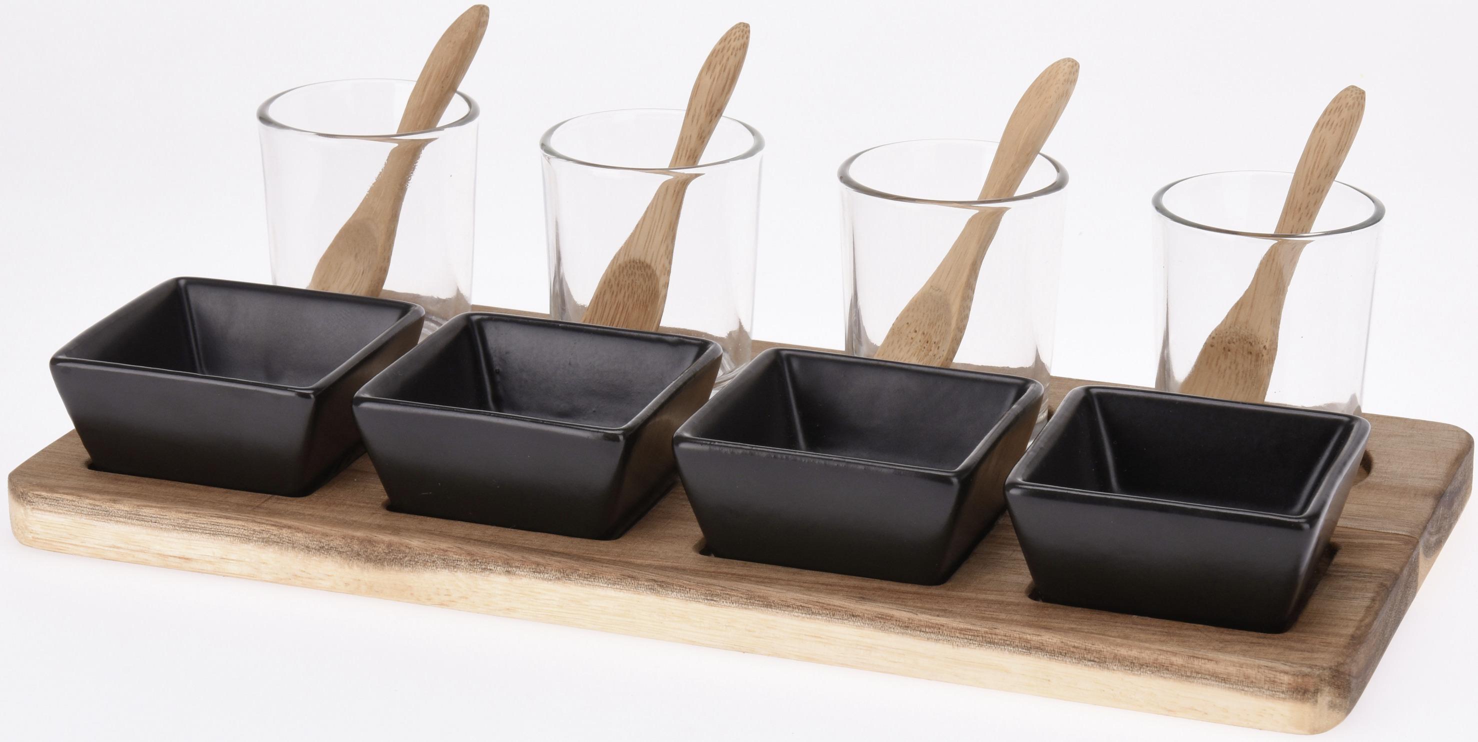 Sada Misiek Na Dip Blacky, 13-Dielna - prírodné farby/priehľadné, Moderný, drevo/sklo (30/15/7cm)