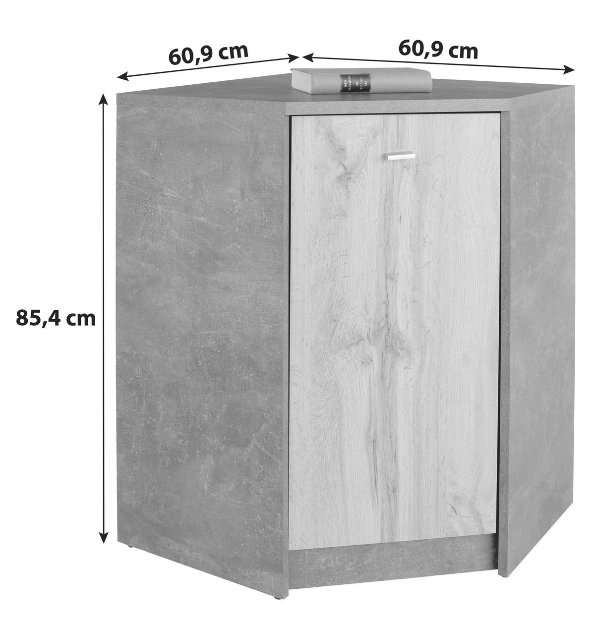 Kommode B: 60,9 Cm 4-you, Beton Optik/wotan Eiche Dekor - Eichefarben/Grau, MODERN, Holzwerkstoff (60,9/85,4/60,9cm)